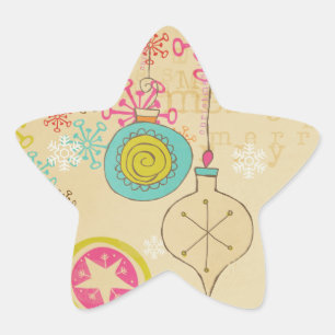Old Fashioned Typography Holiday Star Sticker