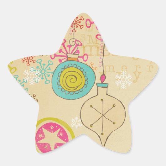 Old Fashioned Typography Holiday Star Sticker (Voorkant)
