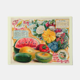 Old fashioned vegetable fruit flower seed advertis deurmat