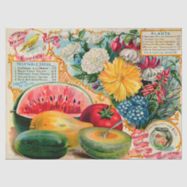 Old fashioned vegetable fruit flower seed advertis tissuepapier