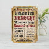 Old-Fashioned Vintage BBQ Graduation Party Kaart (Staand voorkant)
