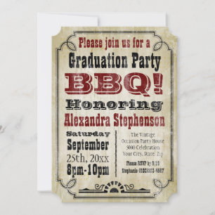 Old-Fashioned Vintage BBQ Graduation Party Kaart