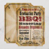 Old-Fashioned Vintage BBQ Graduation Party Kaart (Voorkant / Achterkant)