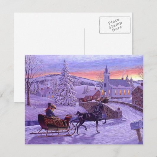 Old Fashioned Vintage Kerstmis Feestdagenkaart (Voorkant / Achterkant)