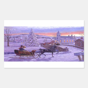 Old Fashioned Vintage Kerstmis Rechthoekige Sticker