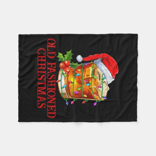 Old Fashioned Whiskey Christmas Funny Bourbon Tail Fleece Deken (Voorkant (Horizontaal))