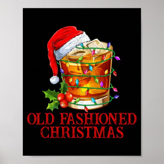 Old Fashioned Whiskey Christmas Funny Bourbon Tail Poster (Voorkant)