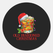 Old Fashioned Whiskey Christmas Funny Bourbon Tail Ronde Sticker (Voorkant)