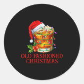 Old Fashioned Whiskey Christmas Funny Bourbon Tail Ronde Sticker (Voorkant)