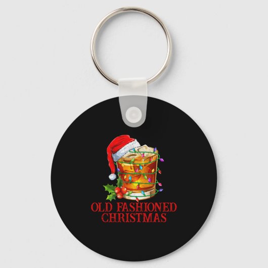 Old Fashioned Whiskey Christmas Funny Bourbon Tail Sleutelhanger (Voorkant)