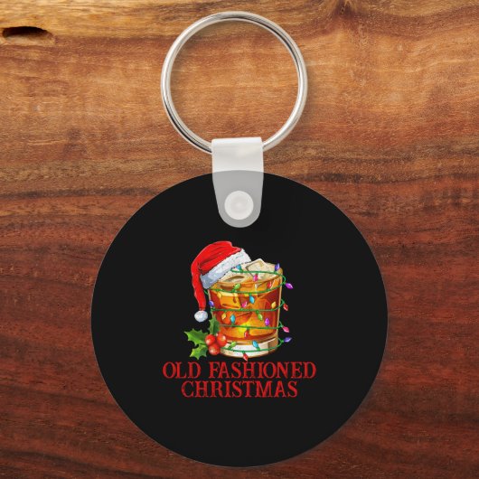 Old Fashioned Whiskey Christmas Funny Bourbon Tail Sleutelhanger (Voorkant)