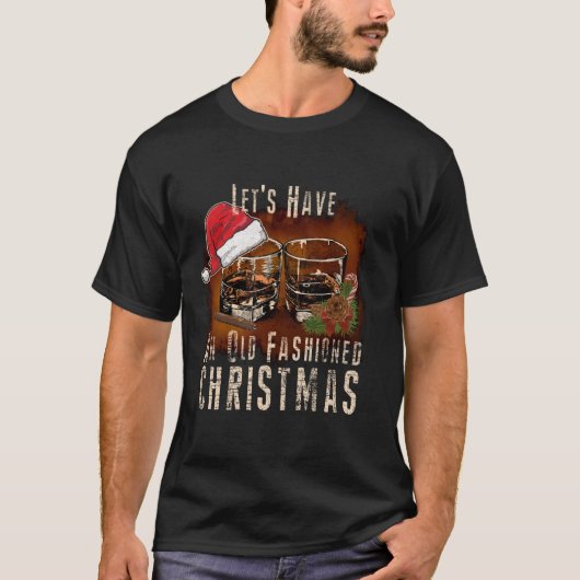 Old Fashioned Whiskey-kerstmis Bourbon Cocktail D T-shirt (Voorkant)
