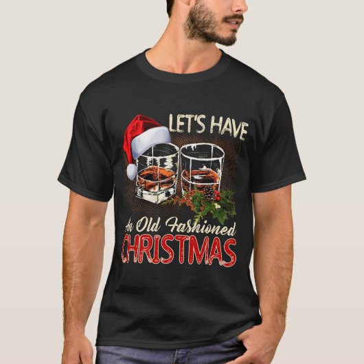 Old Fashioned Whiskey Kerstmis - Bourbon Cocktail T-shirt (Voorkant)