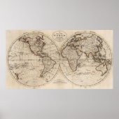 Old Fashioned World Map (1795) Poster (Voorkant)