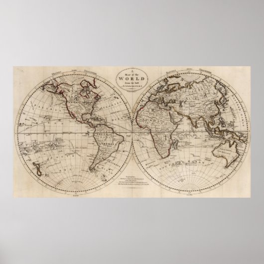 Old Fashioned World Map (1795) Poster (Voorkant)