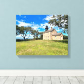 Old Field Point Vuurtoren New York gewikkeld Canva Canvas Afdruk (Insitu (Houten vloer))