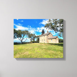 Old Field Point Vuurtoren New York gewikkeld Canva Canvas Afdruk