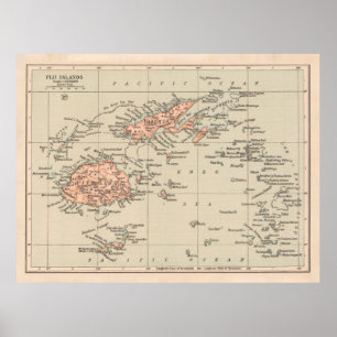 Old Fiji Map (1919)  Viti Levu Atlas Poster