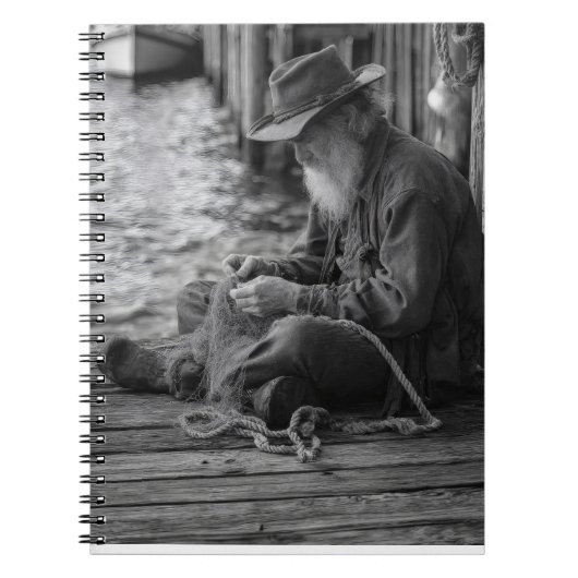 Old Fisherman Dockside Portrait Notitieboek (Voorkant)