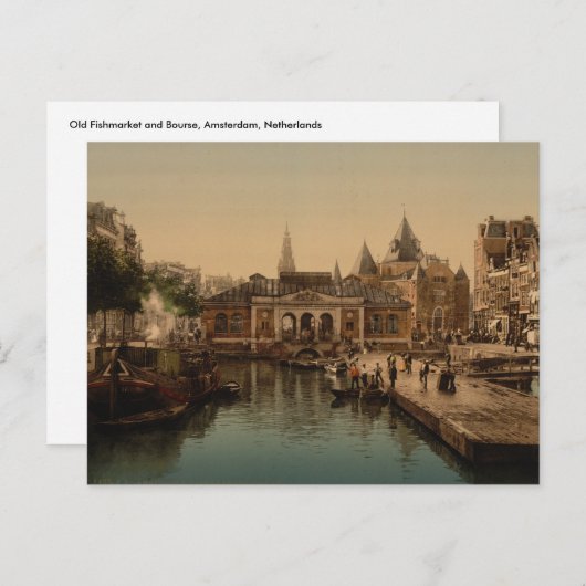 Old Fishmarket and Bourse, Amsterdam, Nederland Briefkaart (Voorkant / Achterkant)