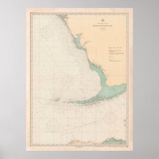 Old Florida & Cuban Coast Map (1923) Poster (Voorkant)