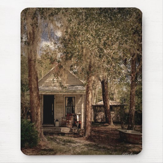  Old Florida rustieke houten huisje Muismat (Voorkant)