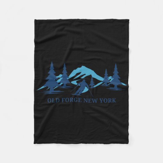 Old Forge New York Ski Resort Skiër Fleece Deken (Voorkant)
