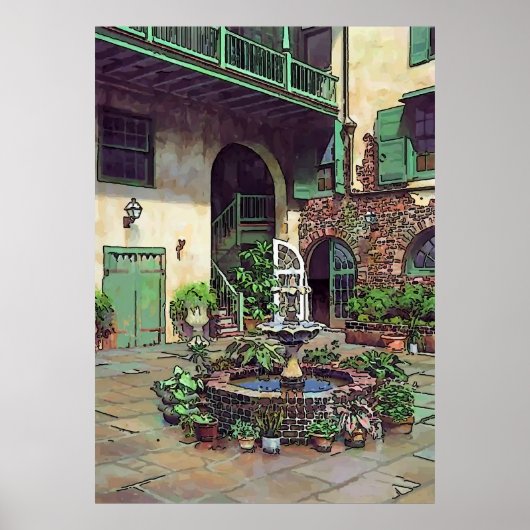 Old French Courtyard Poster (Voorkant)