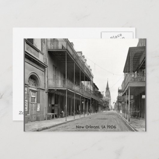 Old French Quarter Street 1906 Briefkaart (Voorkant / Achterkant)