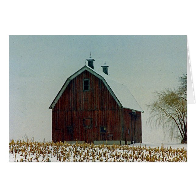 Old Gambrel Roof Barn op een sneeuwdag (Voorkant Horizontaal)