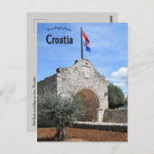 Old Gate and Flag in Nin Croatia Briefkaart (Voorkant / Achterkant)