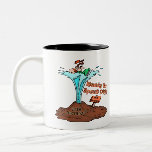 Old Geezer 70th Birthday Gifts Tweekleurige Koffiemok (Links)