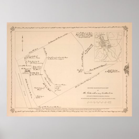 Old George Washington Boyhood Homestead Map (1932) Poster (Voorkant)