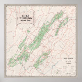 Old George Washington National Forest Map (1964) Poster (Voorkant)
