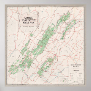Old George Washington National Forest Map (1964) Poster