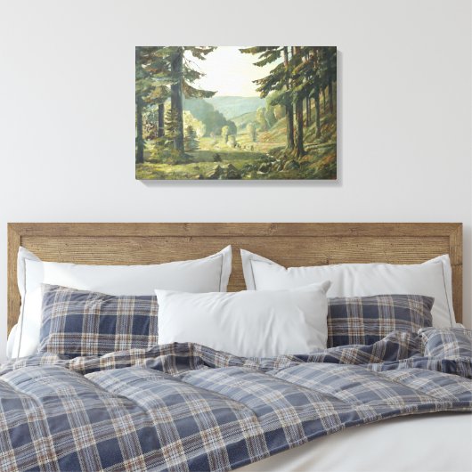 Old German Oil Painting – Forest Erzgebirge 1905 Canvas Afdruk (Insitu (Slaapkamer))