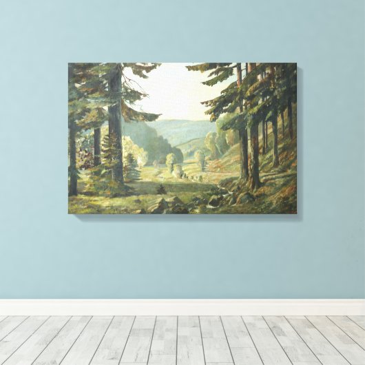 Old German Oil Painting – Forest Erzgebirge 1905 Canvas Afdruk (Insitu (Houten vloer))