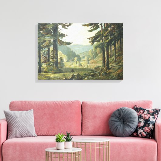 Old German Oil Painting – Forest Erzgebirge 1905 Canvas Afdruk (Insitu (Woonkamer))