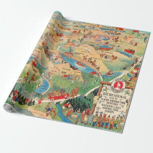 Old Glacier National Park Map (1925) Cadeaupapier