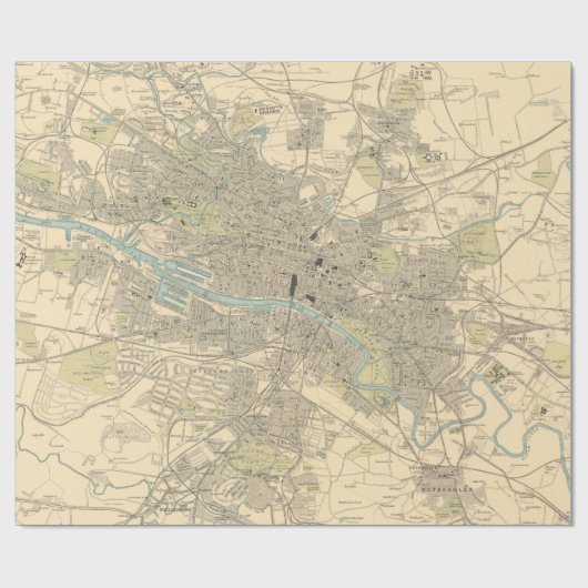 Old Glasgow Scotland Map (1912)  Glaschu  Cadeaupapier (Vlak)