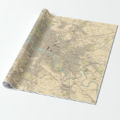 Old Glasgow Scotland Map (1912) Glaschu Cadeaupapier (Uitgerold)