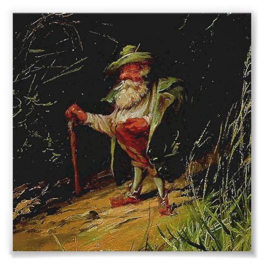 "Old Gnome With a Cane" van Heinrich Shlitt Foto Afdruk (Voorkant)