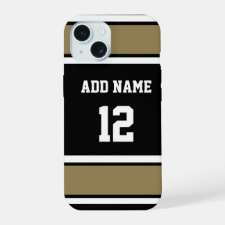 Old Gold Black en White Sports Stripe iPhone 15 Case