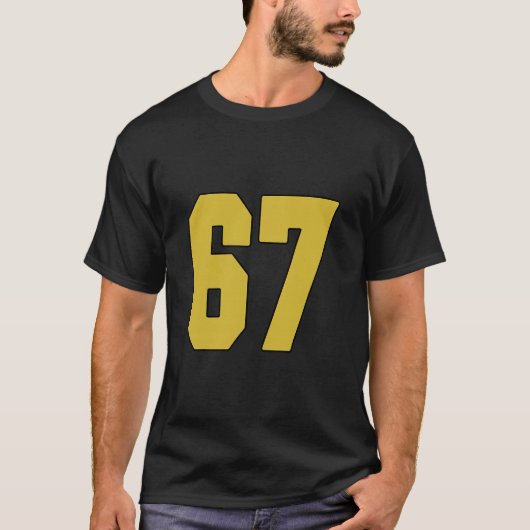 Old Gold Black Number 67 Jersey Player Uniform #67 T-shirt (Voorkant)