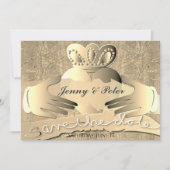 Old Gold Claddagh Ring Flat Save the Date Kaart (Voorkant)