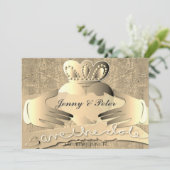 Old Gold Claddagh Ring Flat Save the Date Kaart (Staand voorkant)