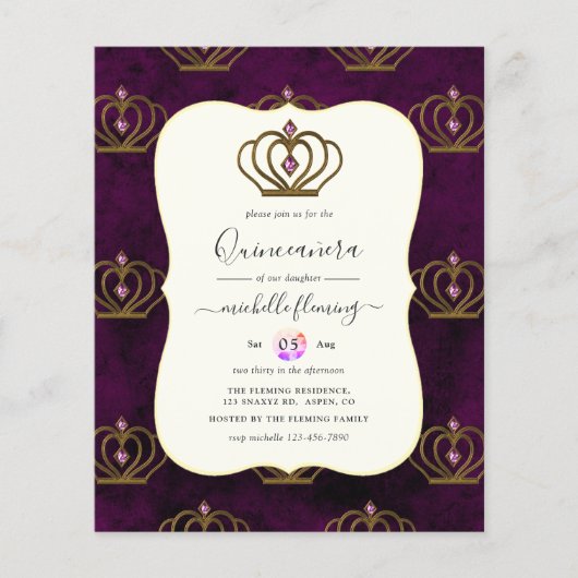 Old Gold Elegance Quinceañera Flyer (Voorkant)
