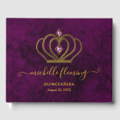 Old Gold Elegance Quinceañera Guest Book Gastenboek (Voorkant)