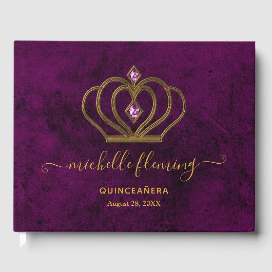 Old Gold Elegance Quinceañera Guest Book Gastenboek (Voorkant)