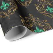 Old Gold Emerald Frans Cadeaupapier (Rol Hoek)